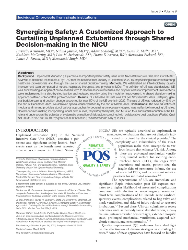 A Customized Approach To Curtailing Unplanned Extubations Through SDM ...