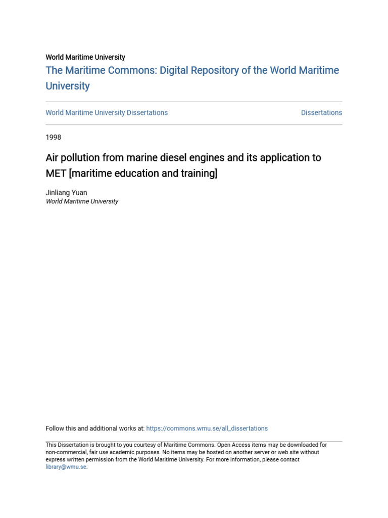 Air Pollution From Marine Diesel Engines and Its Application To M | PDF ...