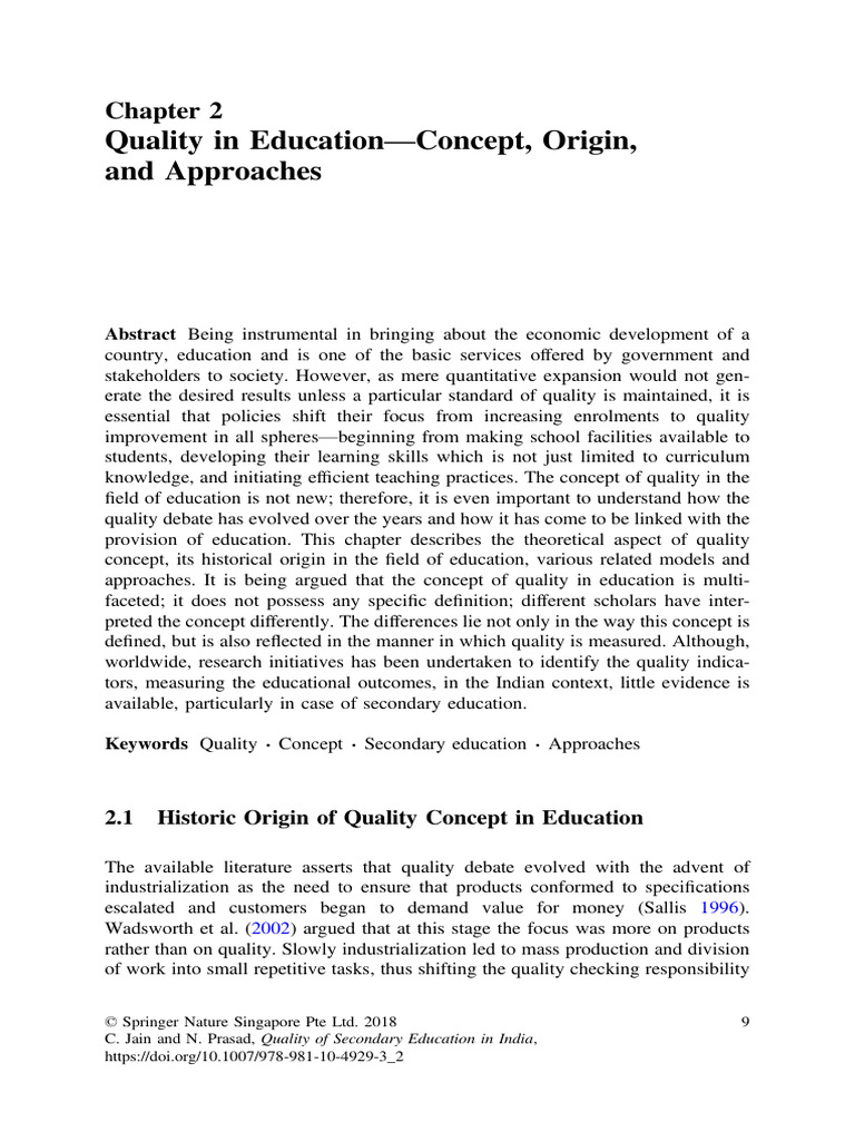 Defining Quality in Education Concepts | PDF | Learning | Curriculum
