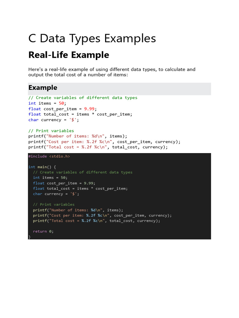 5c Data Types Examples 112359 Pdf