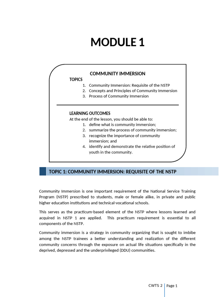 Community Immersion in NSTP Explained | PDF | Community