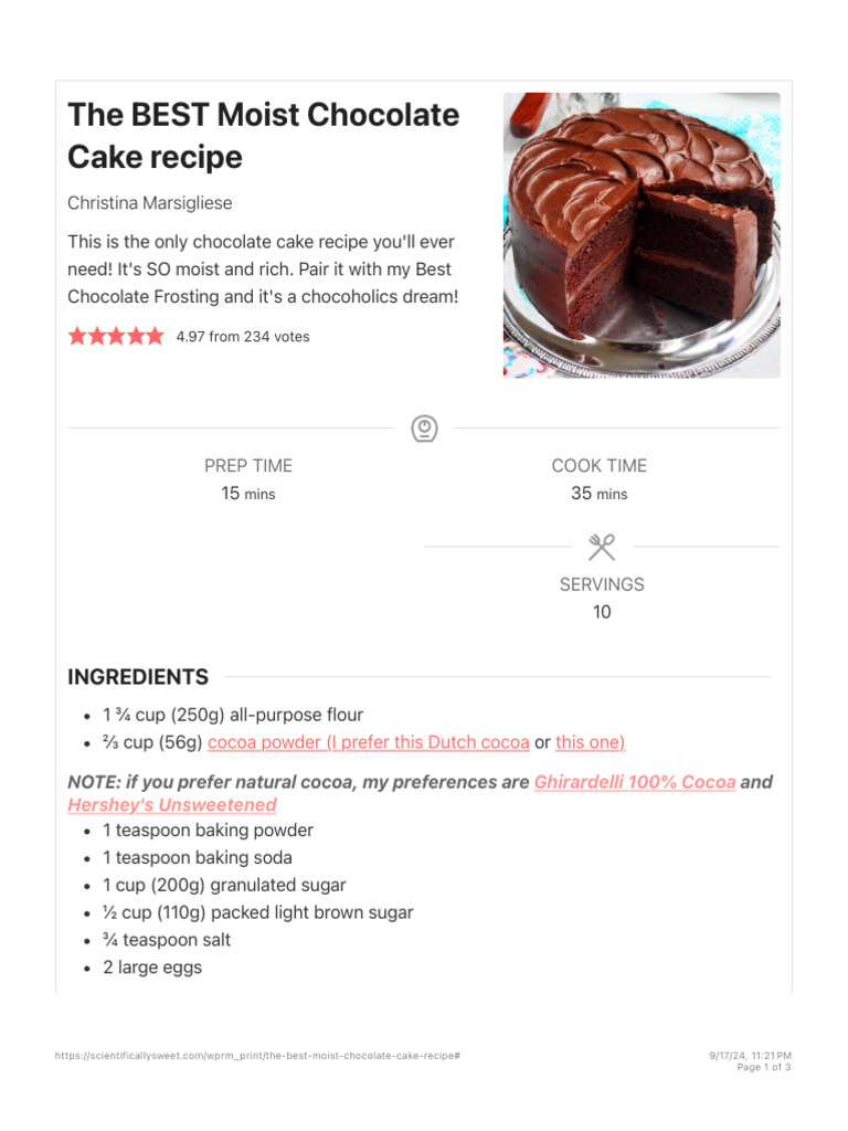 Ultimate Moist Chocolate Cake Recipe | PDF | Cakes | Chocolate