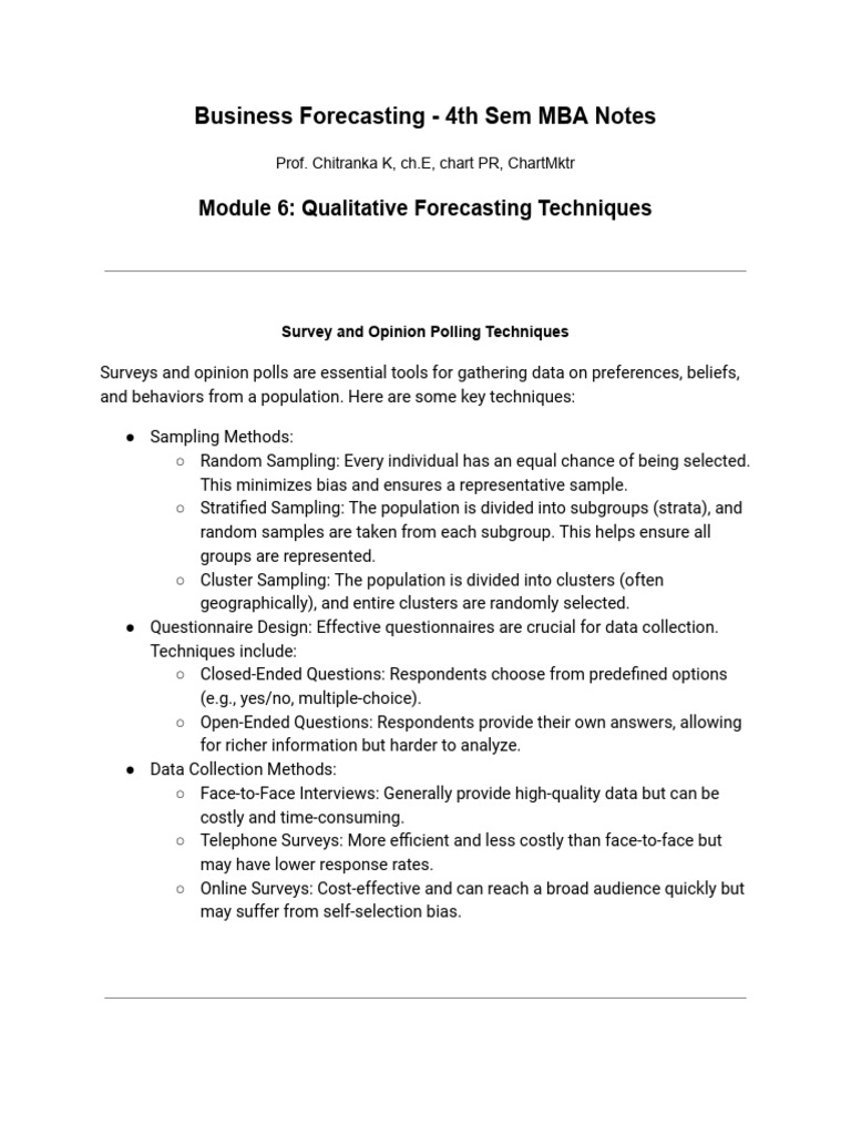 Qualitative Forecasting Techniques Overview | PDF | Forecasting ...