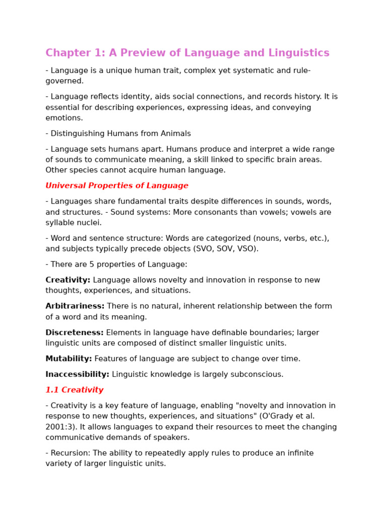 Understanding Language Properties | PDF | Linguistics | English Language