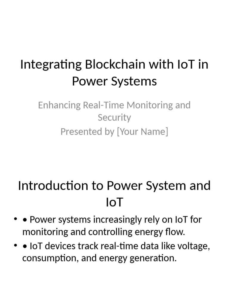 Blockchain-IoT Integration in Power Systems | PDF | Internet Of Things ...