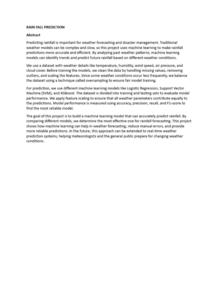 Rainfall Prediction Abstract | PDF