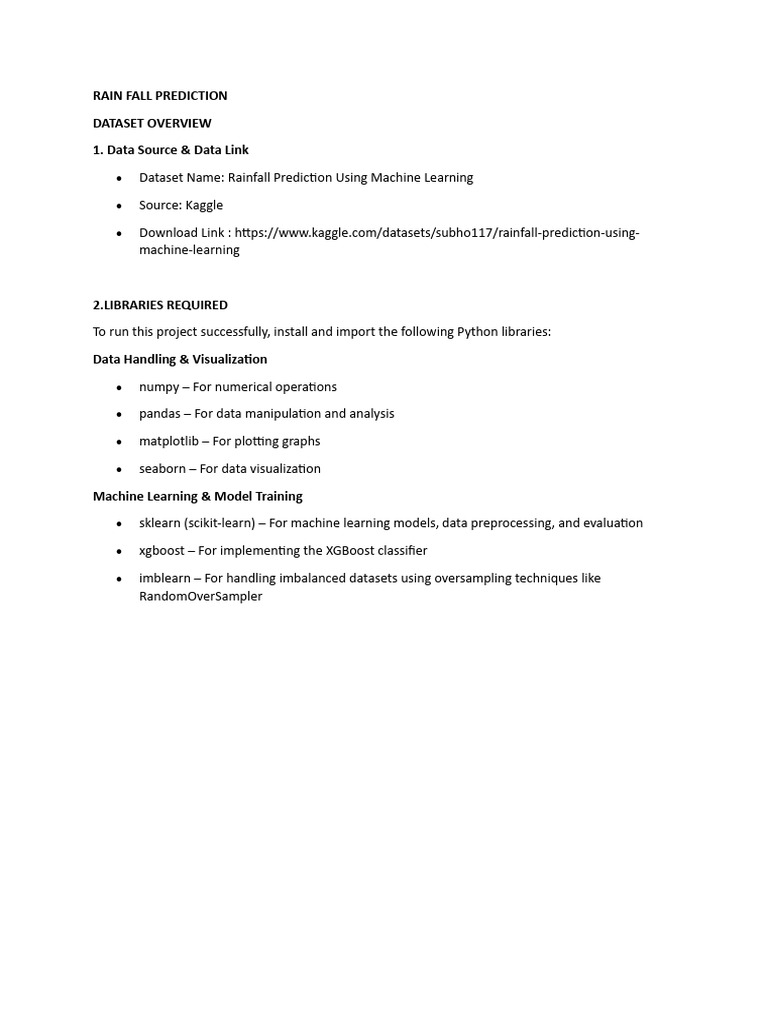 Rainfall Prediction-Dataset Defining | PDF