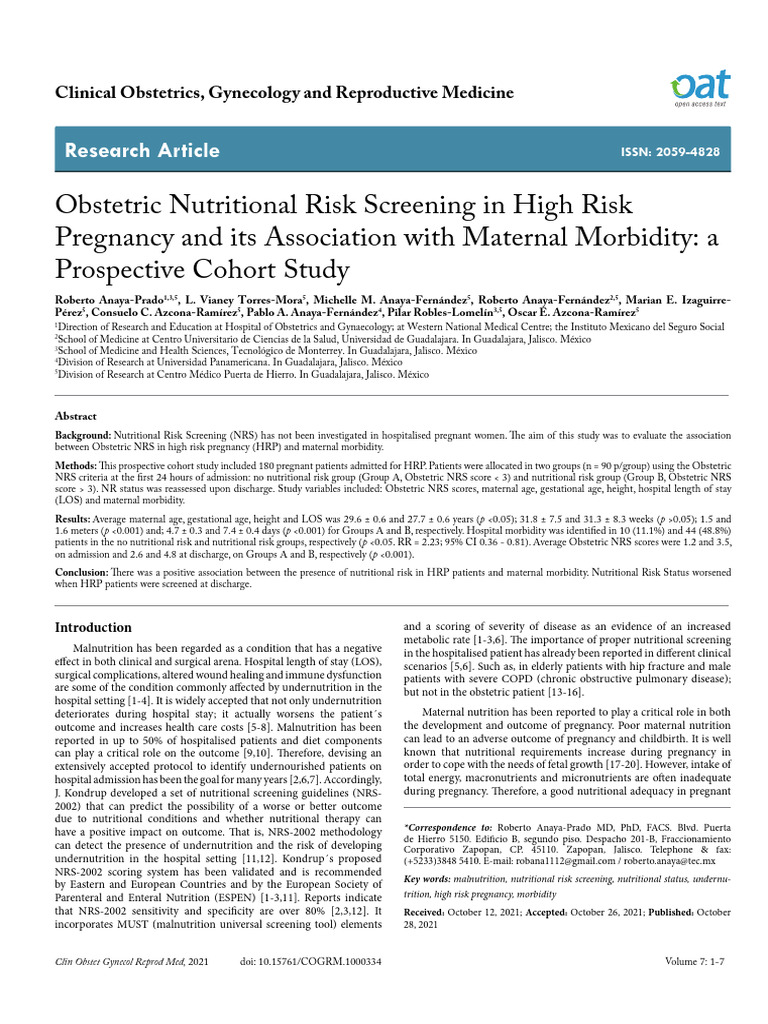 Nutritional Risk in High-Risk Pregnancy | PDF | Pregnancy | Childbirth