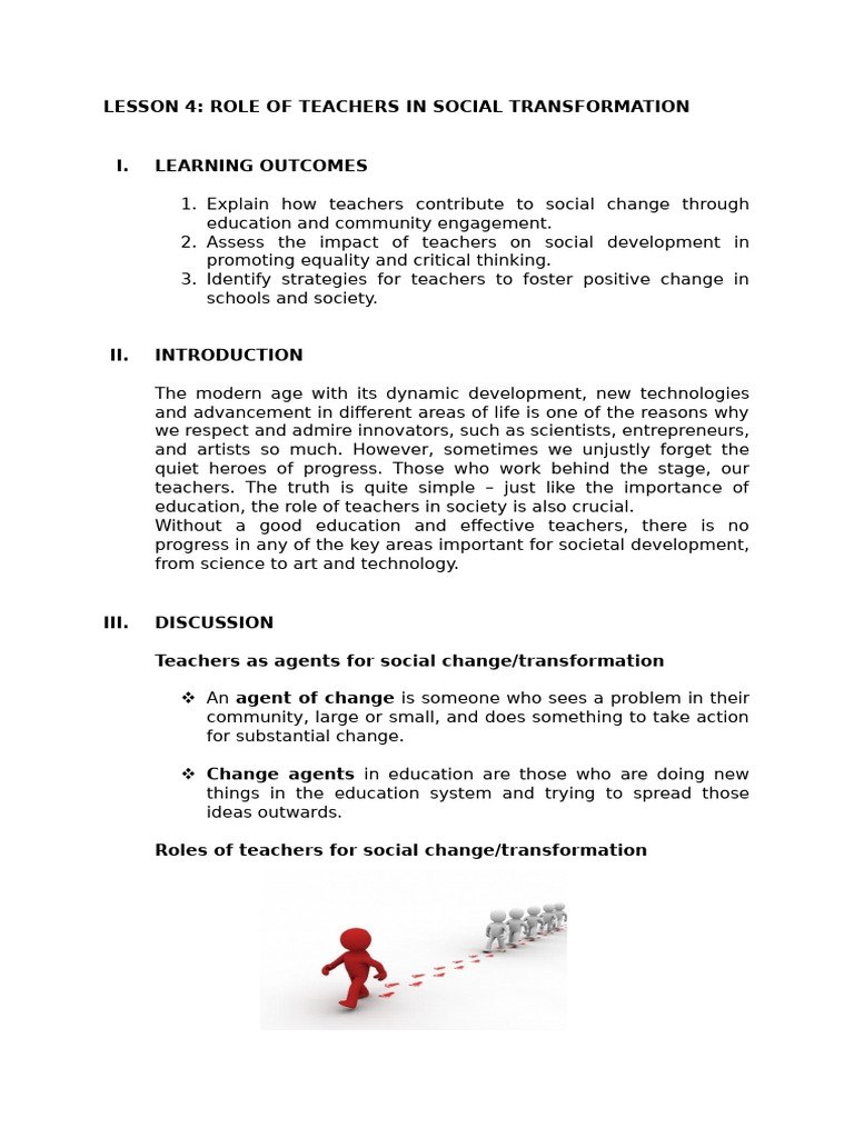 Teachers as Agents of Social Change | PDF | Learning | Teachers