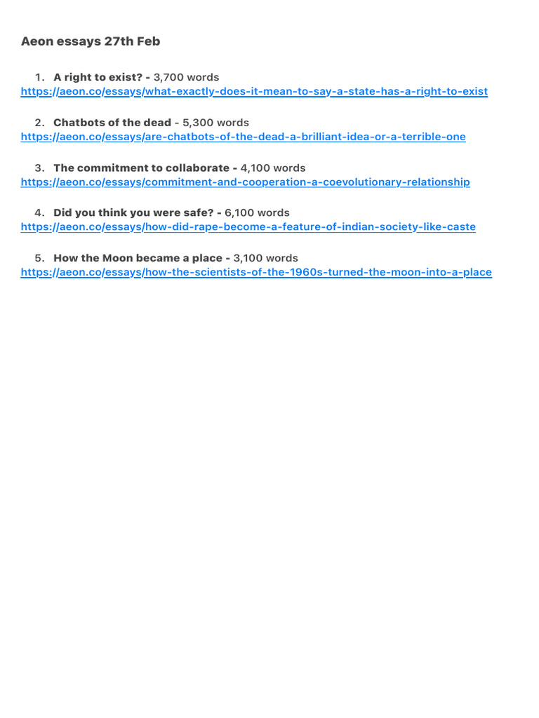 Insights from Aeon Essays | PDF