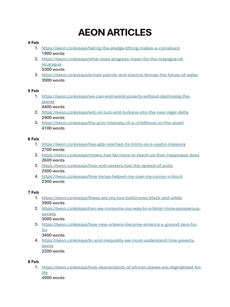 Recent Essays from Aeon Magazine | PDF
