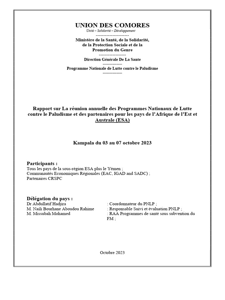 Rapport sur la lutte contre le paludisme 2023 | PDF | Paludisme ...