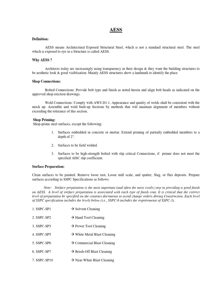 AESS: Architectural Exposed Structural Steel Guide | PDF | Welding ...