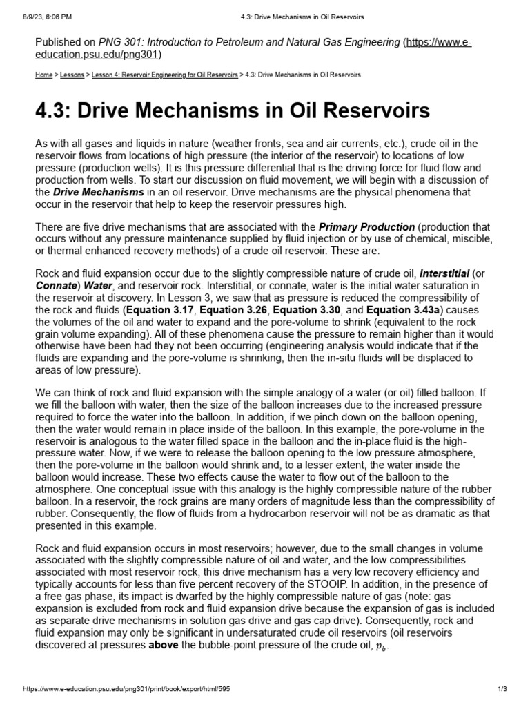 4.3_ Drive Mechanisms in Oil Reservoirs | PDF | Petroleum Reservoir ...