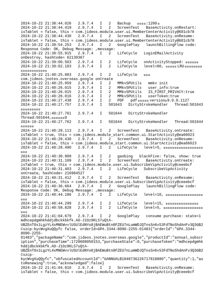 App Lifecycle and Backup Logs | PDF