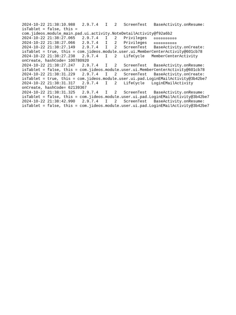 Android Activity Lifecycle Logs | PDF