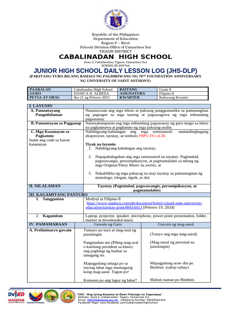Pakitang-Turo Usant 2025 | PDF