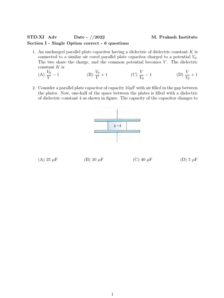Capacitors With Dielectrics Adv PDF | PDF | Capacitor | Capacitance