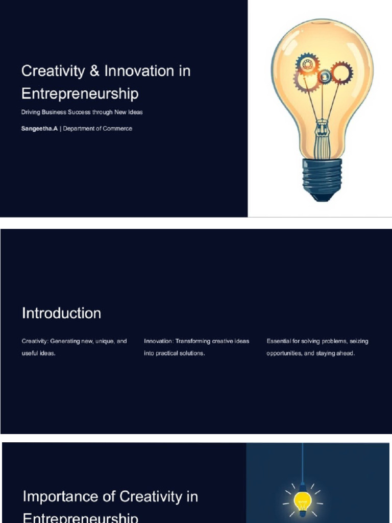 Creativity and Innovation in Entrepreneurship | PDF