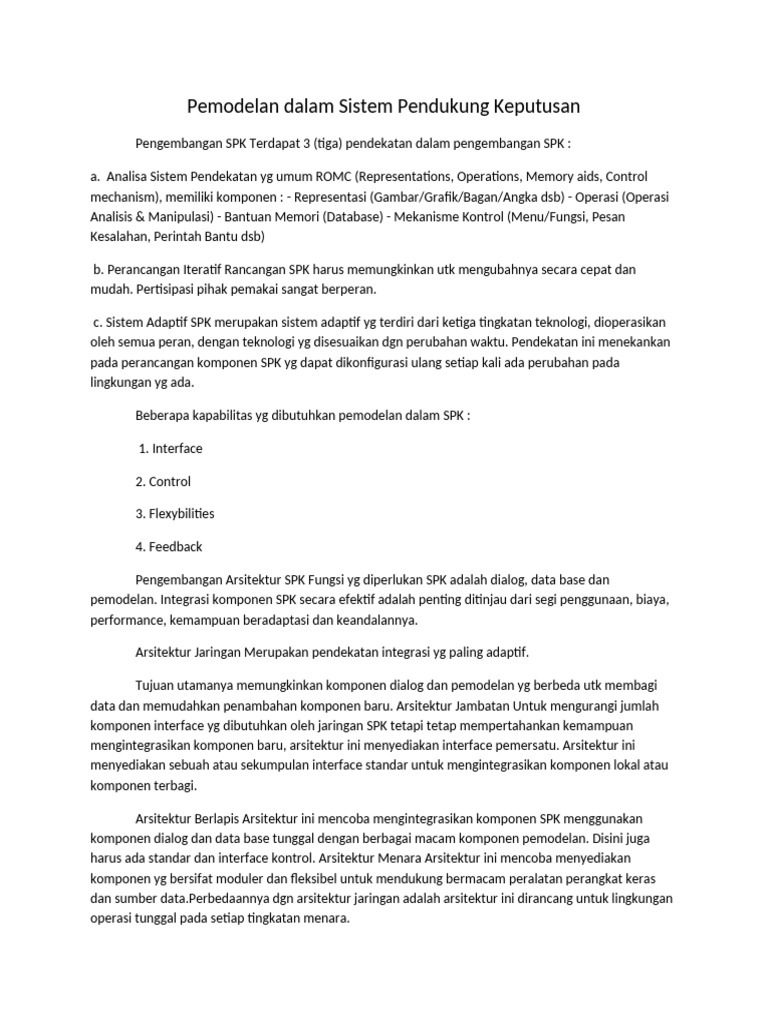 Pendekatan Pemodelan SPK untuk IKM | PDF