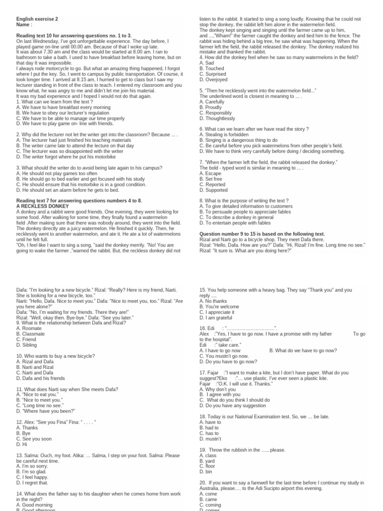 English exercise 2 pdf