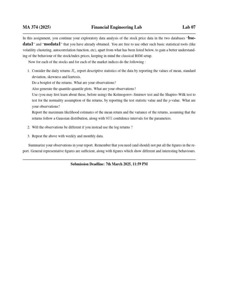 Stock Price Data Analysis Lab 07 | PDF