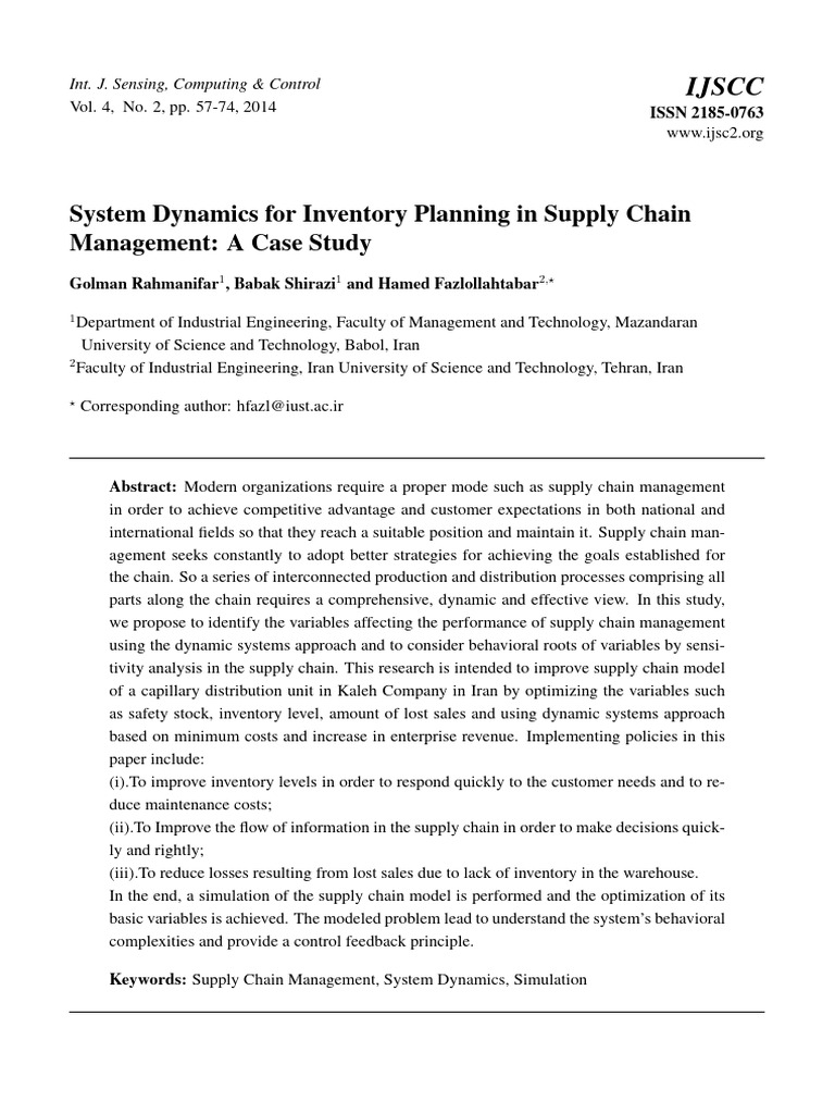 System Dynamics in Supply Chain Management | PDF | Inventory | Supply Chain