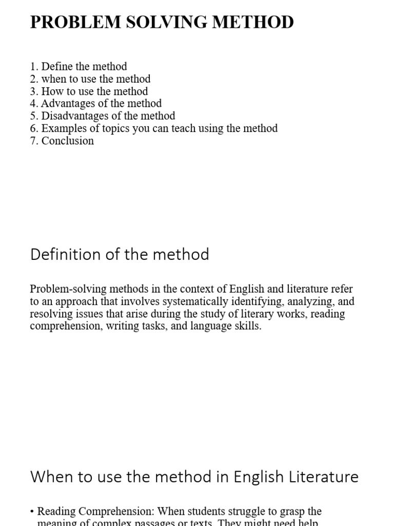 Effective Problem-Solving in Literature | PDF | Reading Comprehension ...