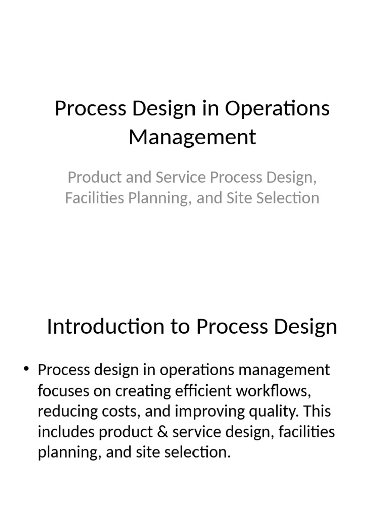 Optimizing Process Design in Operations | PDF