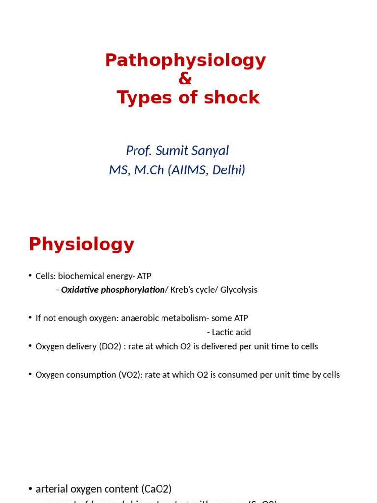 Types and Pathophysiology of Shock | PDF | Shock (Circulatory) | Blood ...