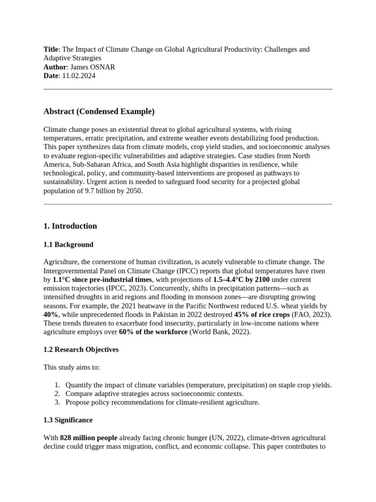 Climate Change's Impact on Agriculture | PDF | Agriculture | Climate Change