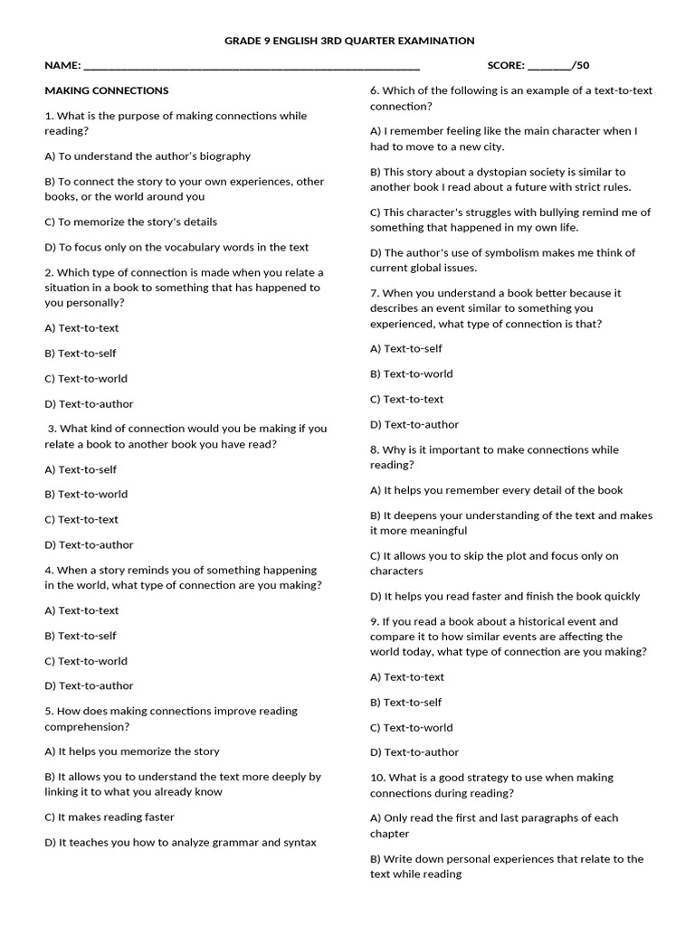 Grade 9 Language Arts Exam Review | PDF | Human Communication ...