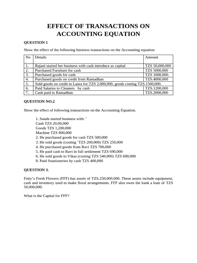 Effect of Business Transactions On Accounting Equation | PDF
