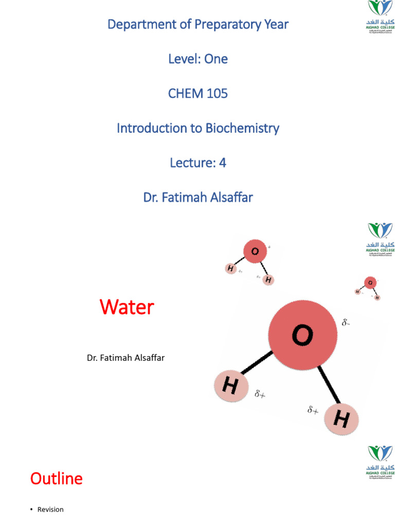 Introduction to Water and Biochemistry | PDF | Properties Of Water ...