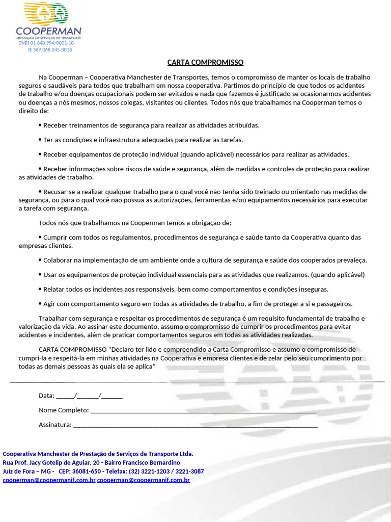 Compromisso com a Segurança na Cooperman | PDF