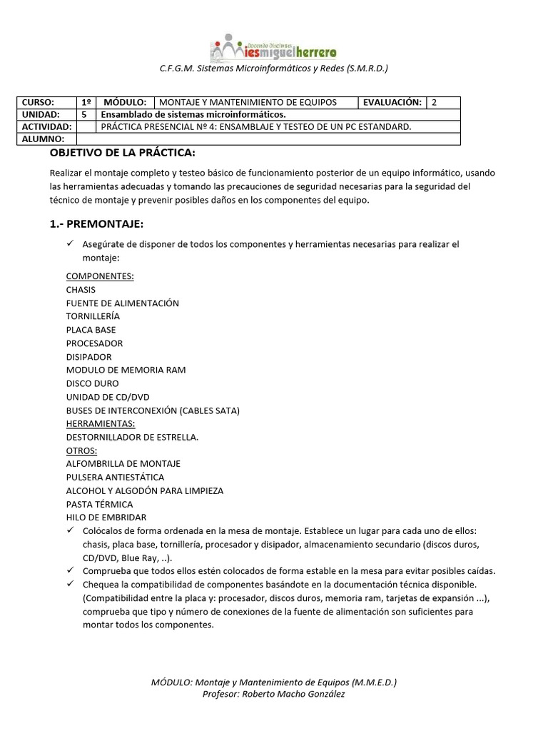 SMRD - Mme - Practica - 4 - Guia de Montaje | PDF | Arranque | Bios