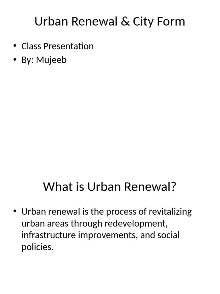 Principles of Urban Renewal Explained | PDF