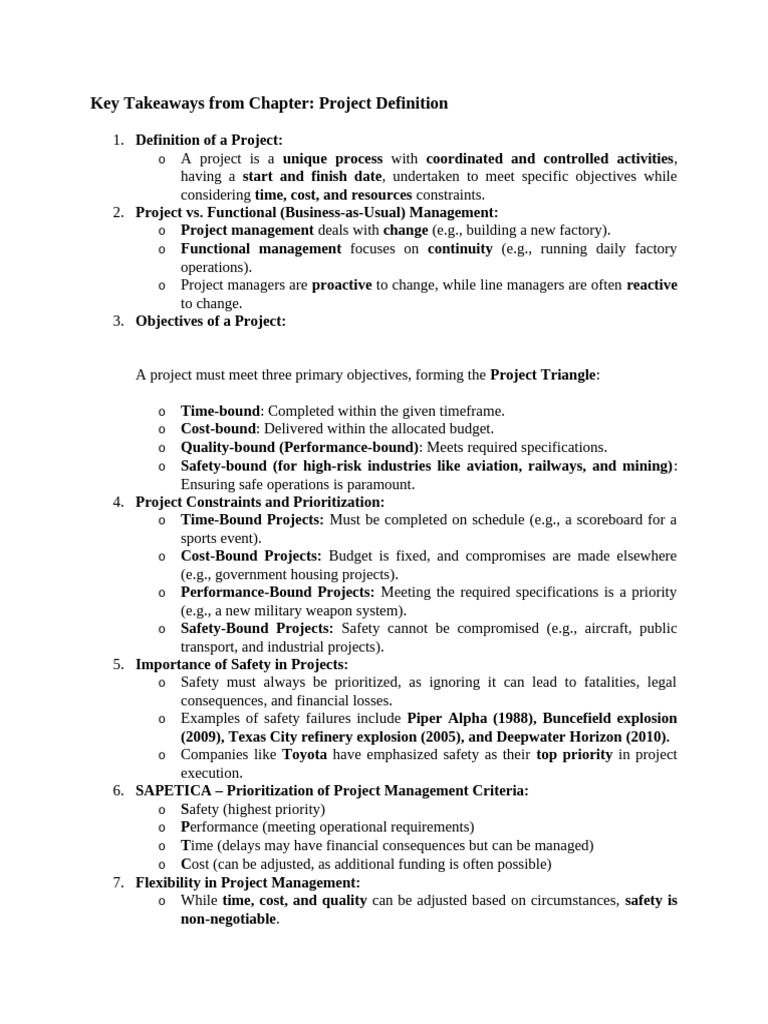 Key Takeaways: Project Management Essentials | PDF | Project Management ...