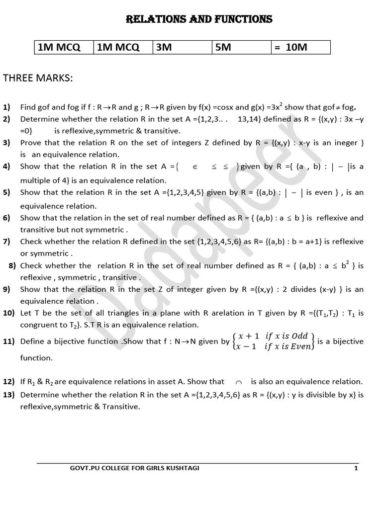 Relations and Functions | PDF | Geometry | Mathematical Objects