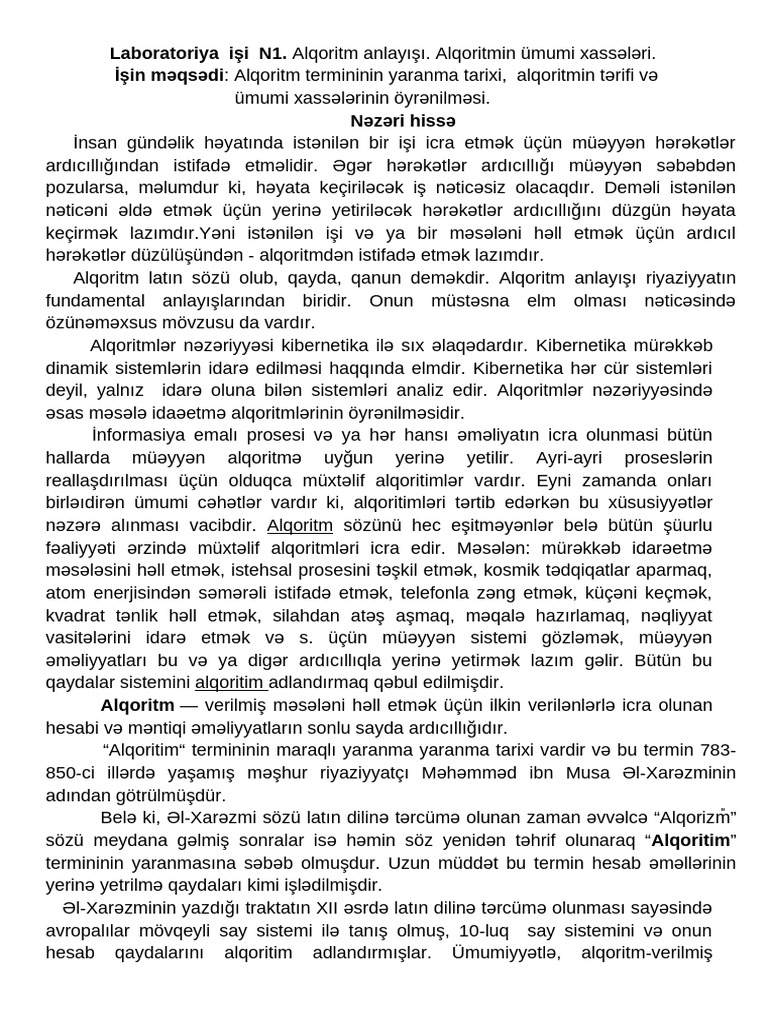 Laboratoriya Işi N1 | PDF
