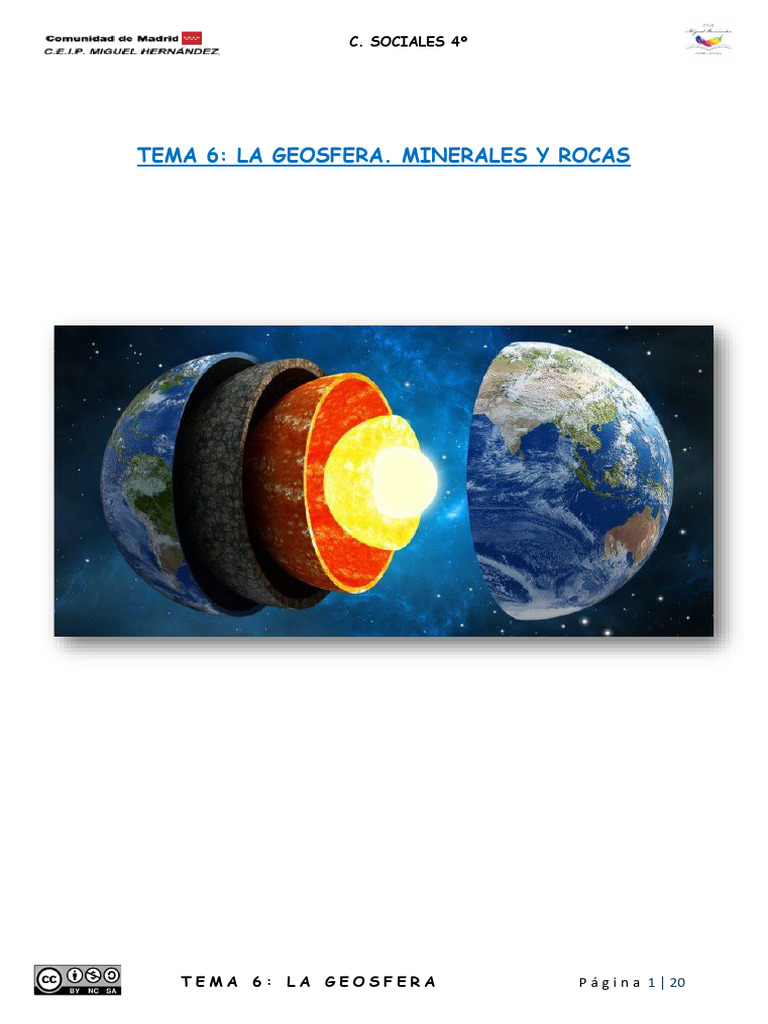 Geosfera: Minerales y Rocas Terrestres | PDF | Roca (geología) | Minerales