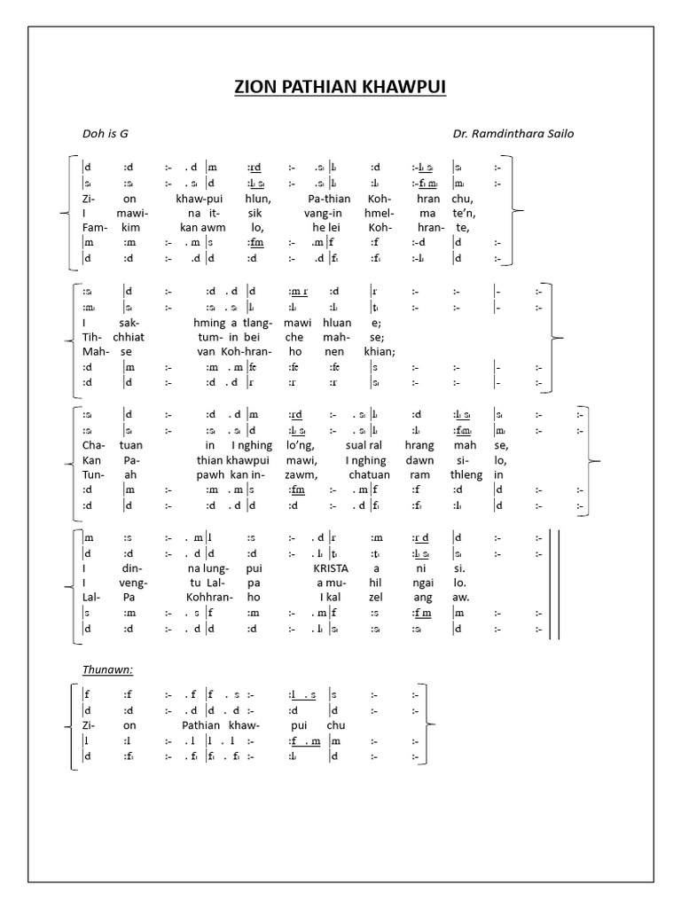 Zion Pathian Khawpui Lyrics | PDF