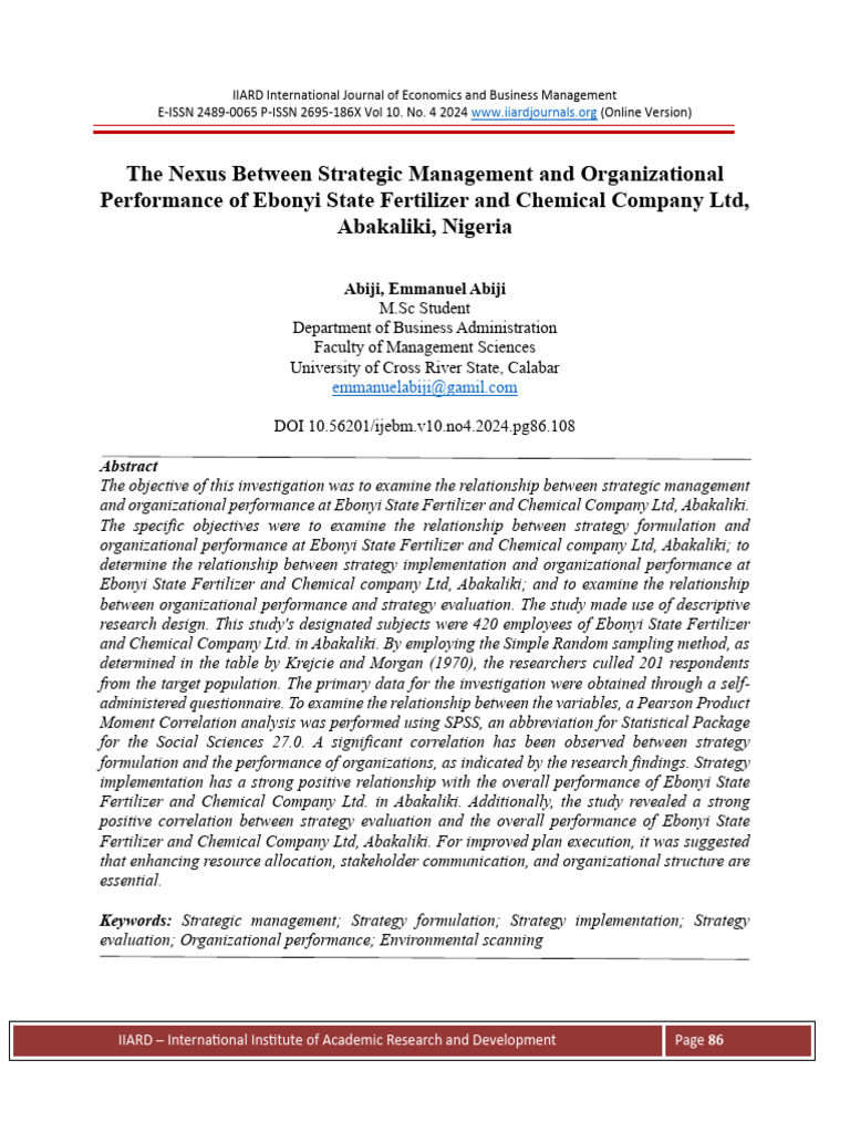Strategic Management and Performance Link | PDF | Strategic Management ...