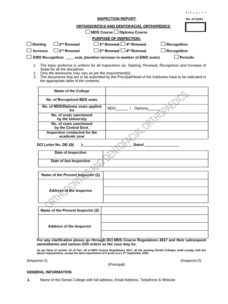 MDS Course Inspection Report | PDF | Orthodontics | Lecturer