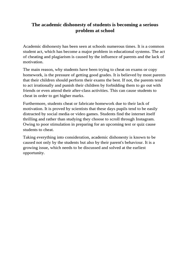 Causes of Academic Dishonesty | PDF