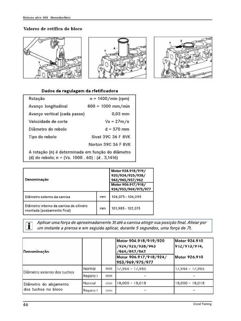 Manual Motor Mercedes Serie 900 Retifica de Bloco | PDF