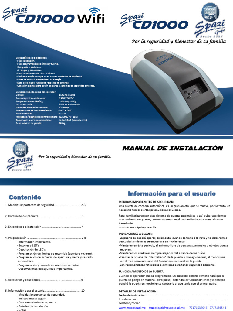 Manual del Motor Spazi CD 1000 | PDF | Ingenieria Eléctrica | Electricidad