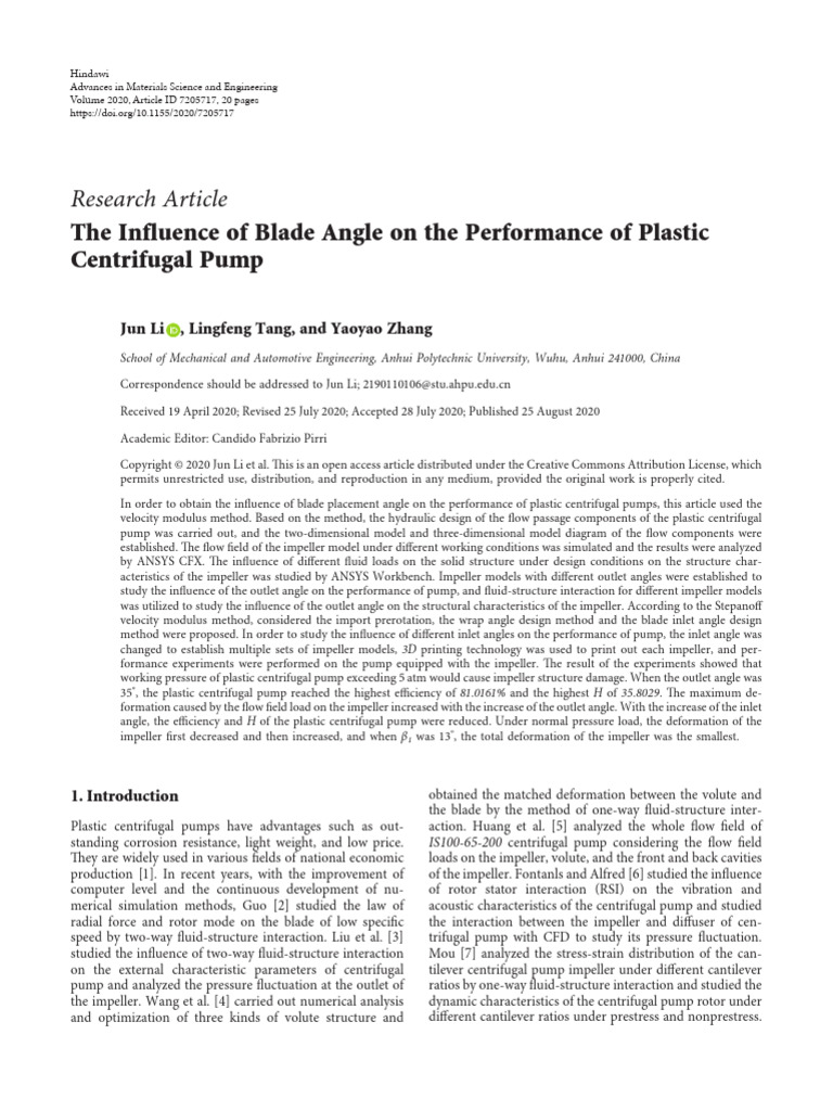 The Influence of Blade Angle On The Performance of | PDF | Pump ...
