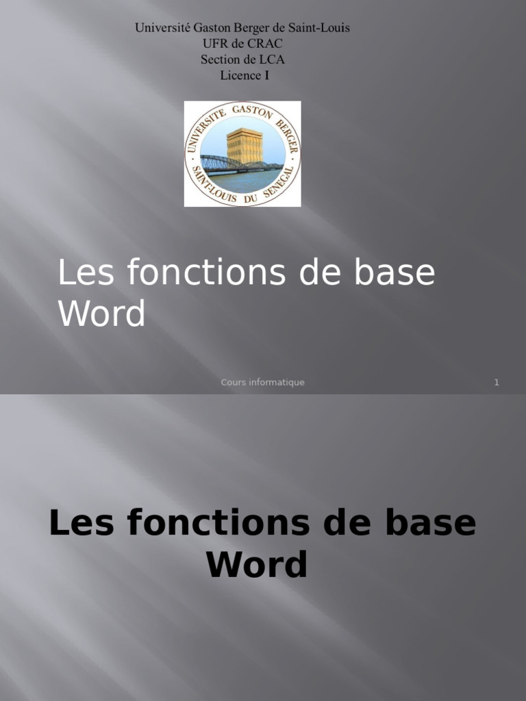 Fonctions de base de Word | PDF | Microsoft Word | Logiciel