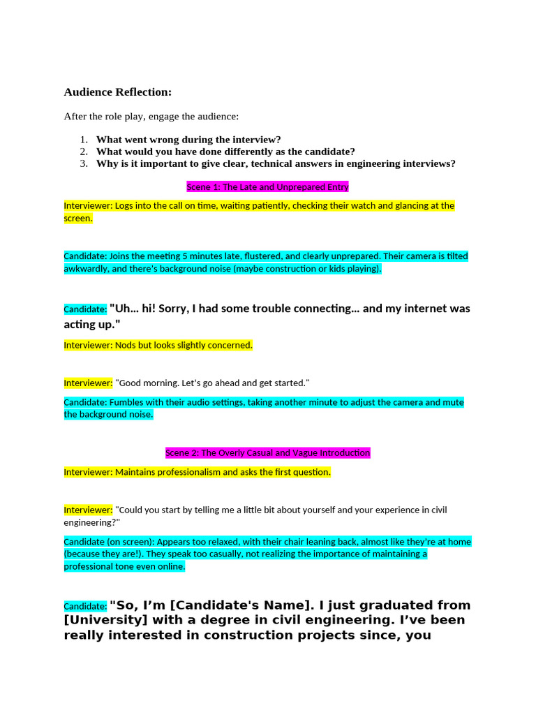 Role Play Scenario 1 Pdf